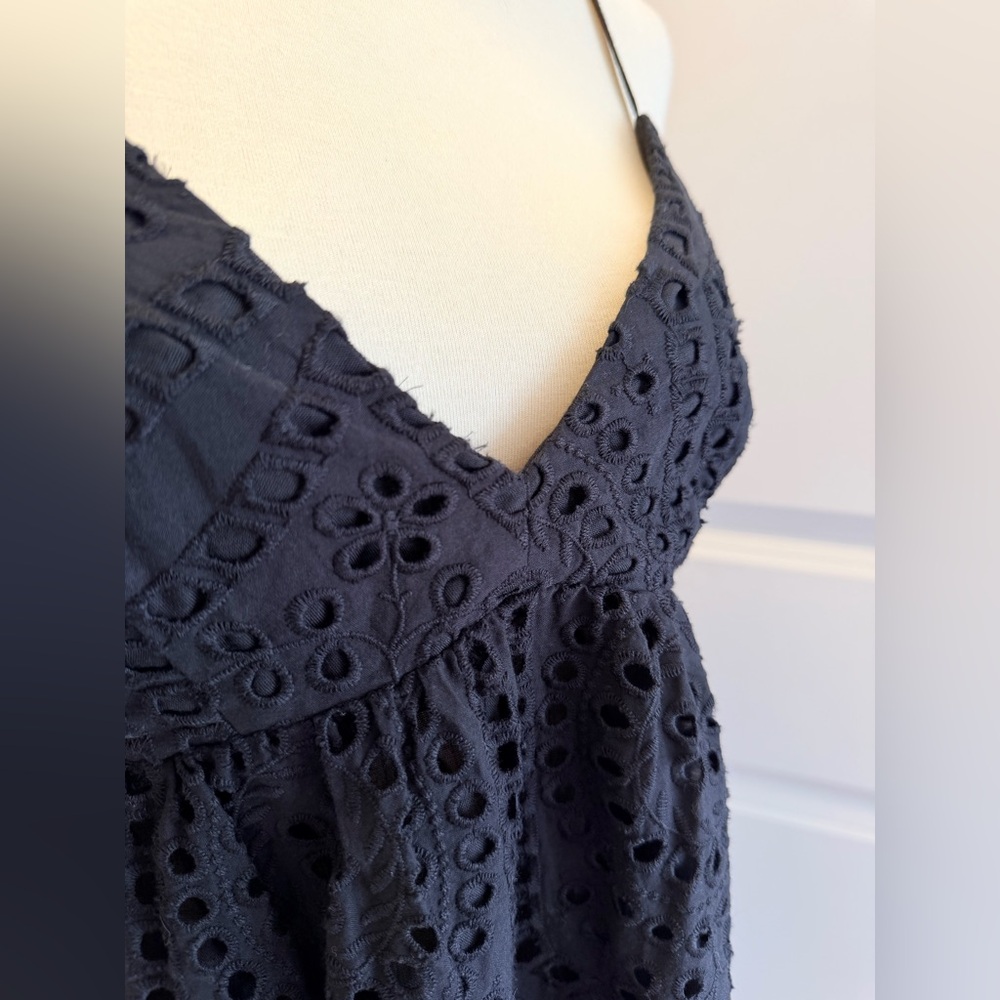 H&M Black Eyelet Spaghetti-Strap Mini Dress - Picture 3 of 8